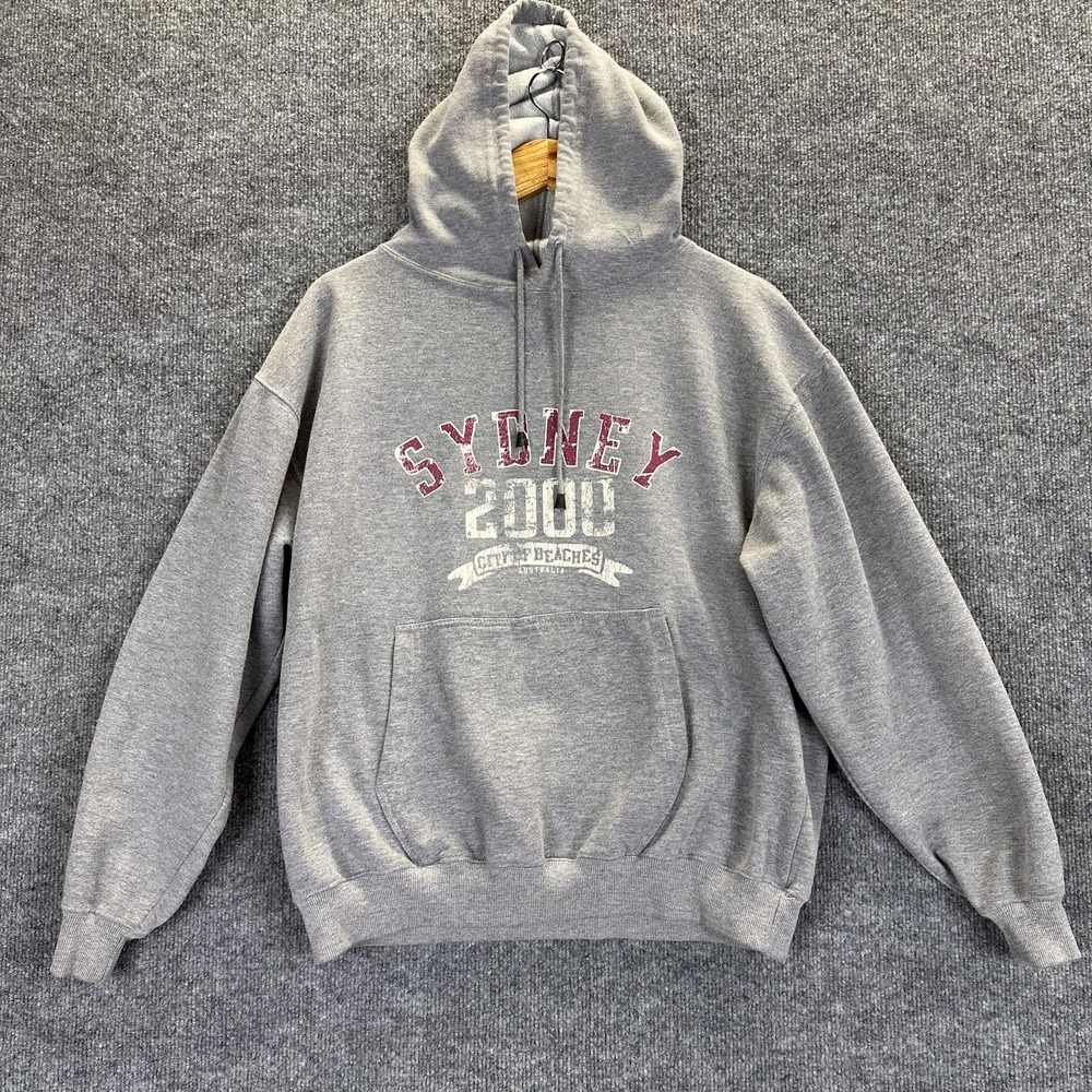 Vintage Beach People Hoodie Mens Medium Gray Sydney 2000 City Beaches 2000s Y2K‎